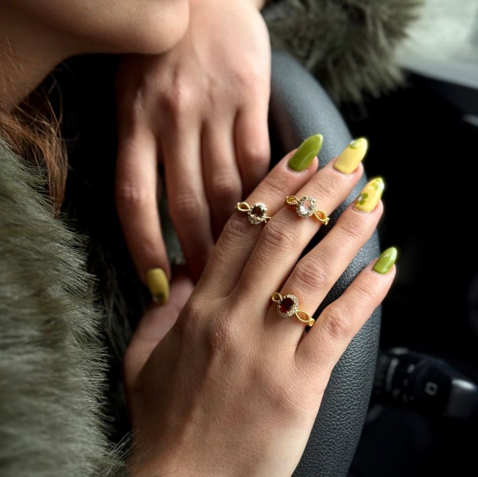 SMOKY QUARTZ DETAIL GOLD PLATED SILVER RING