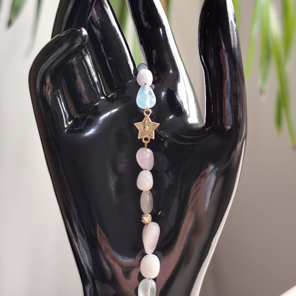 Morganit Aytaşı Akuamarin Altın Bileklik