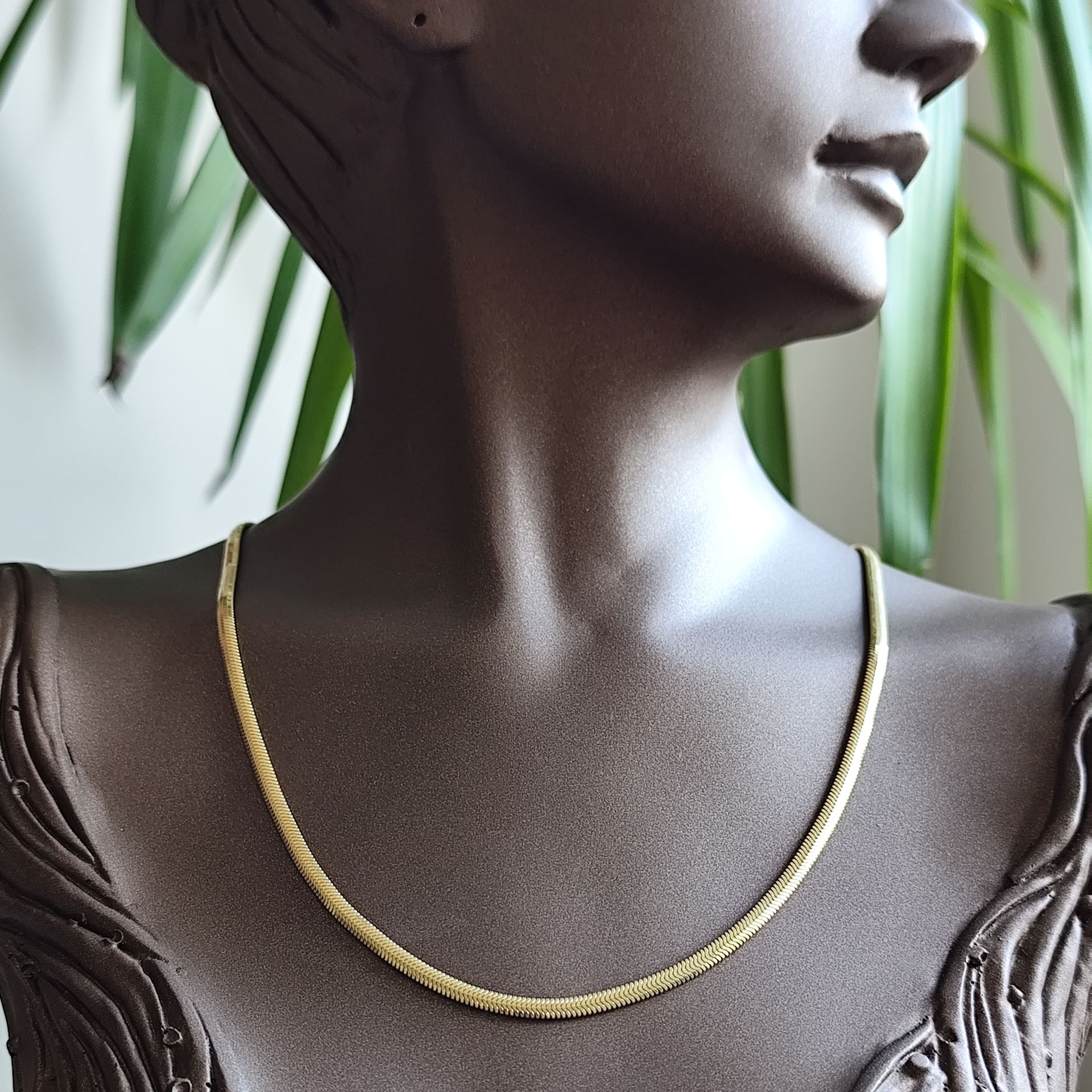 Altın Kaplama Balıksırtı Gümüş Kolye