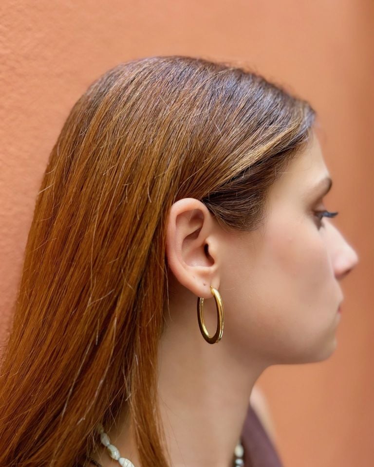 Halka Altın Kaplama Gümüş Küpe