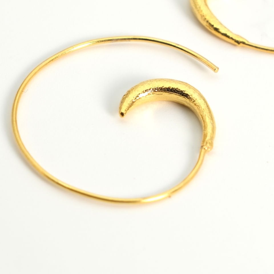 Spiral Altın Kaplama Gümüş Küpe