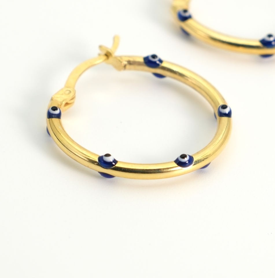 Nazar Boncuğu Halka Küpe