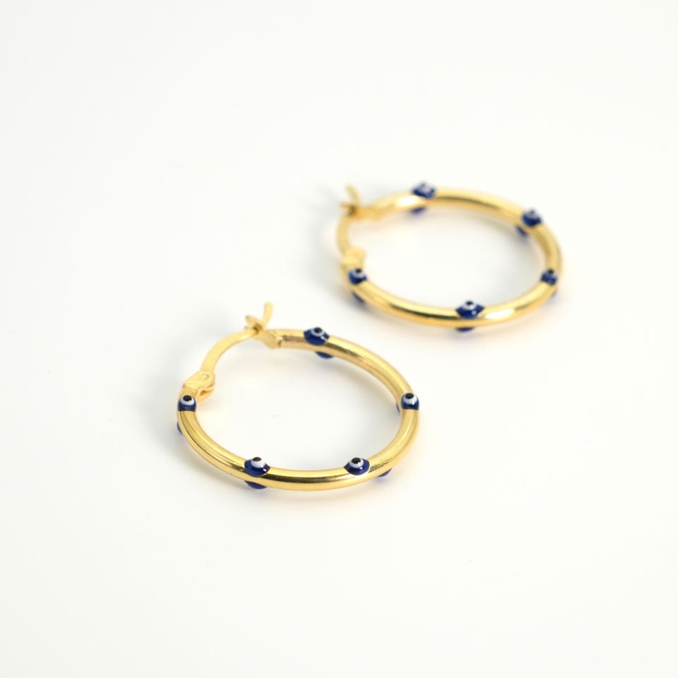 Nazar Boncuğu Halka Küpe