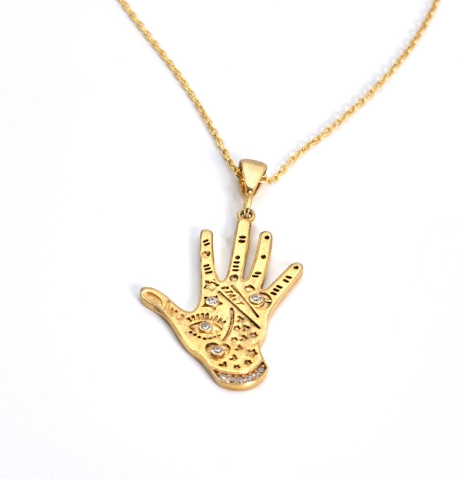 Taşlı El Figürü Kolye