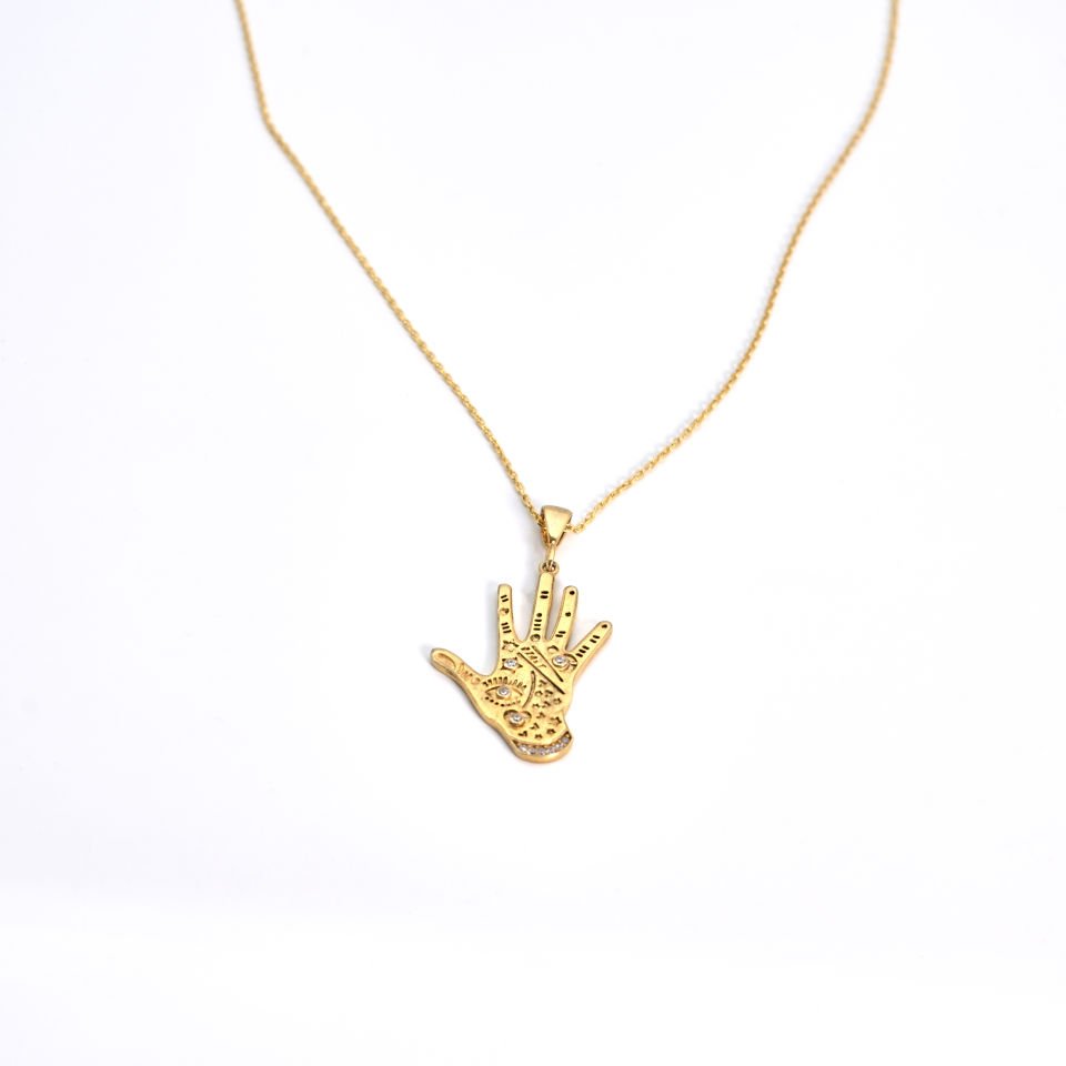 Taşlı El Figürü Kolye