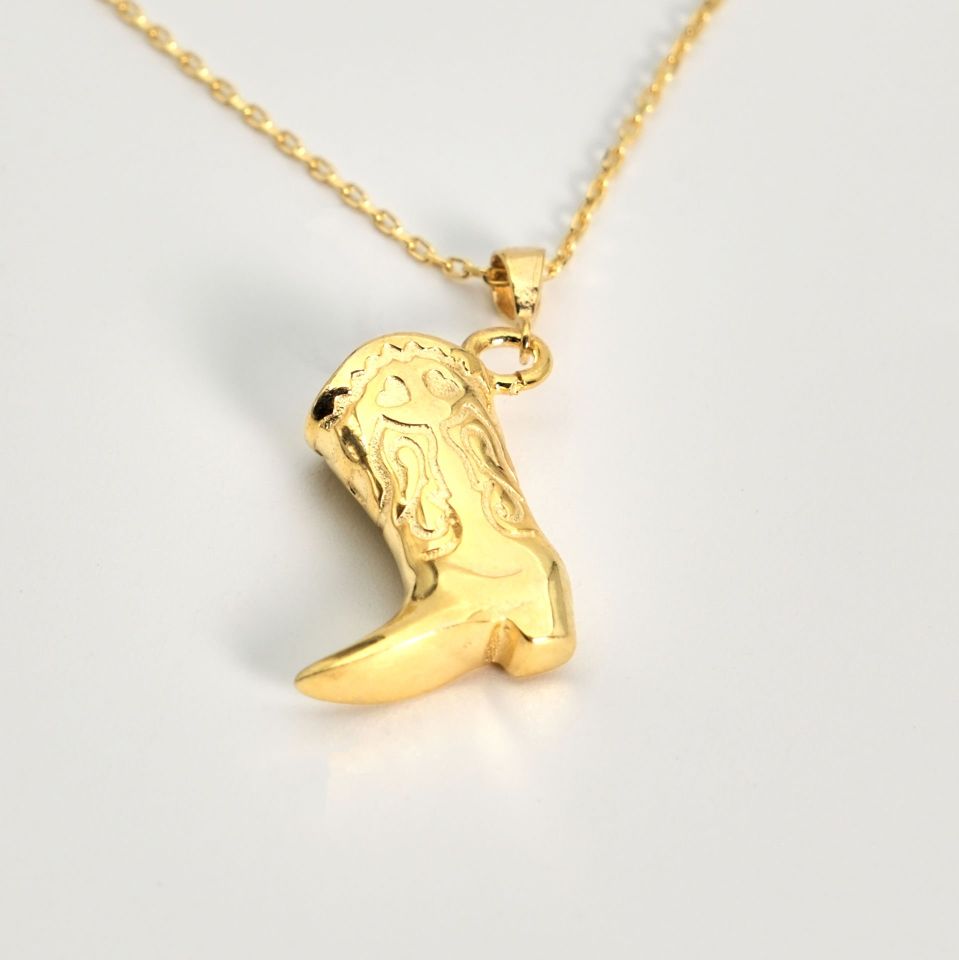 Kovboy Çizme Gümüş Kolye