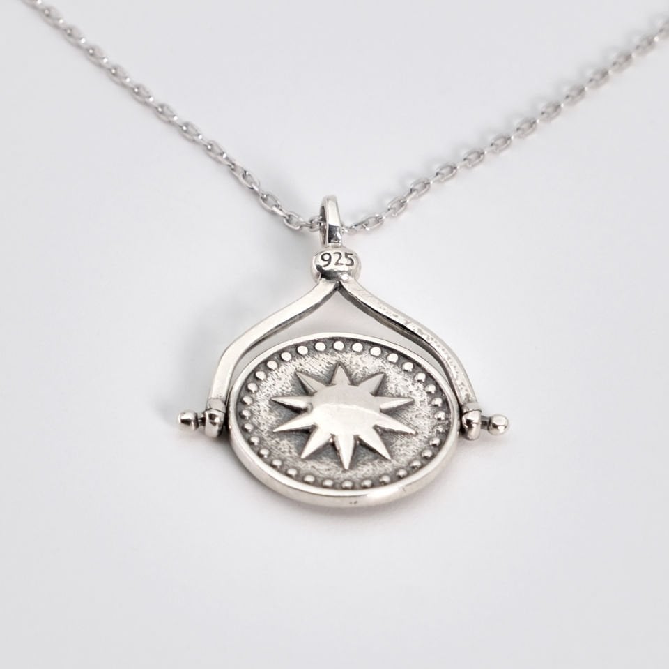 Ay-Yıldız Çift Taraflı Kolye