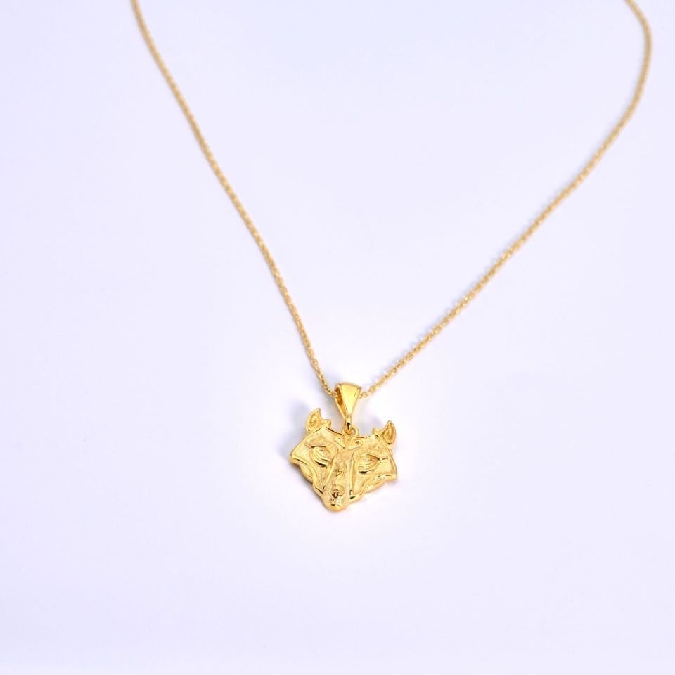 Viking Gümüş Kurt Kolye