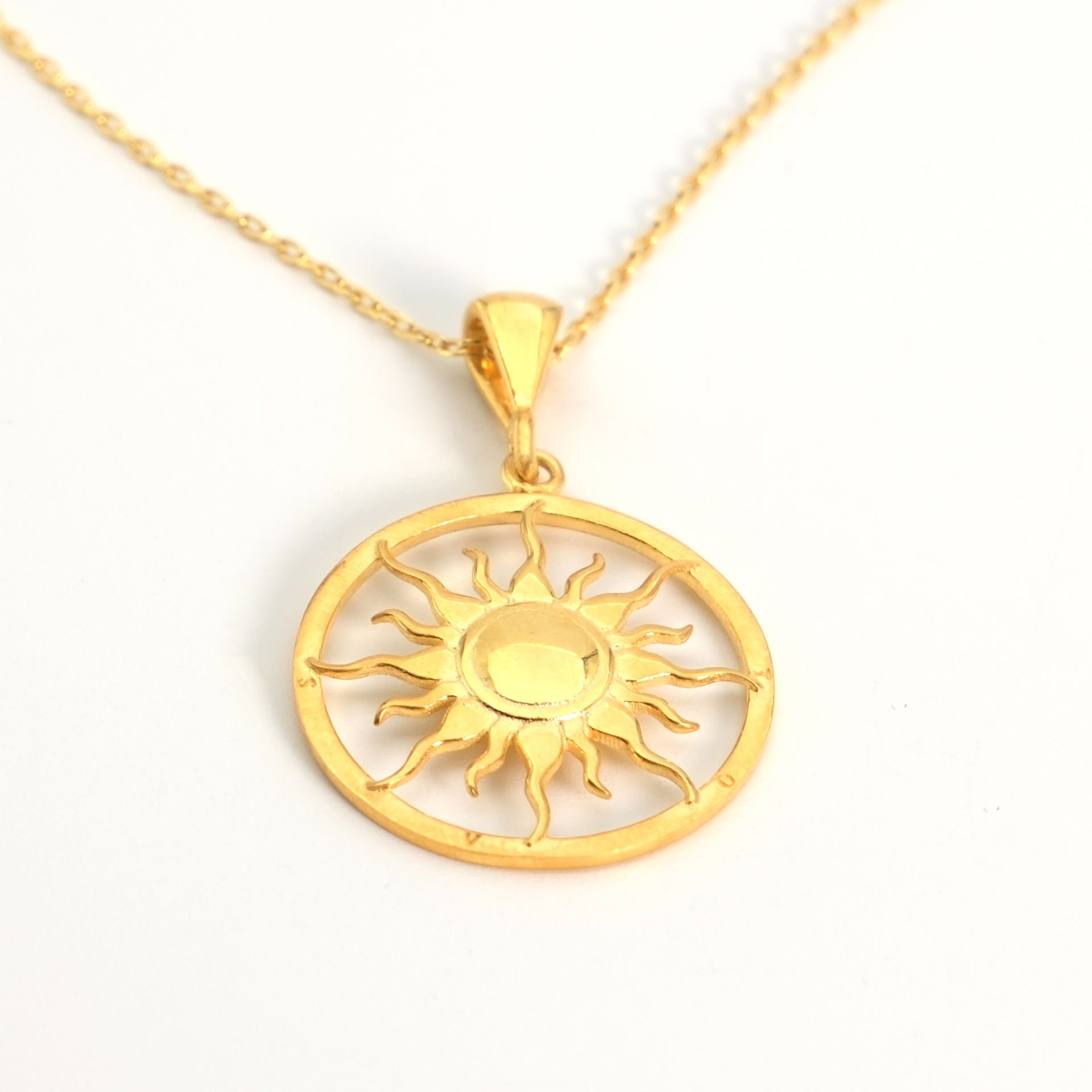 Güneş Altın Kaplama Gümüş Kolye