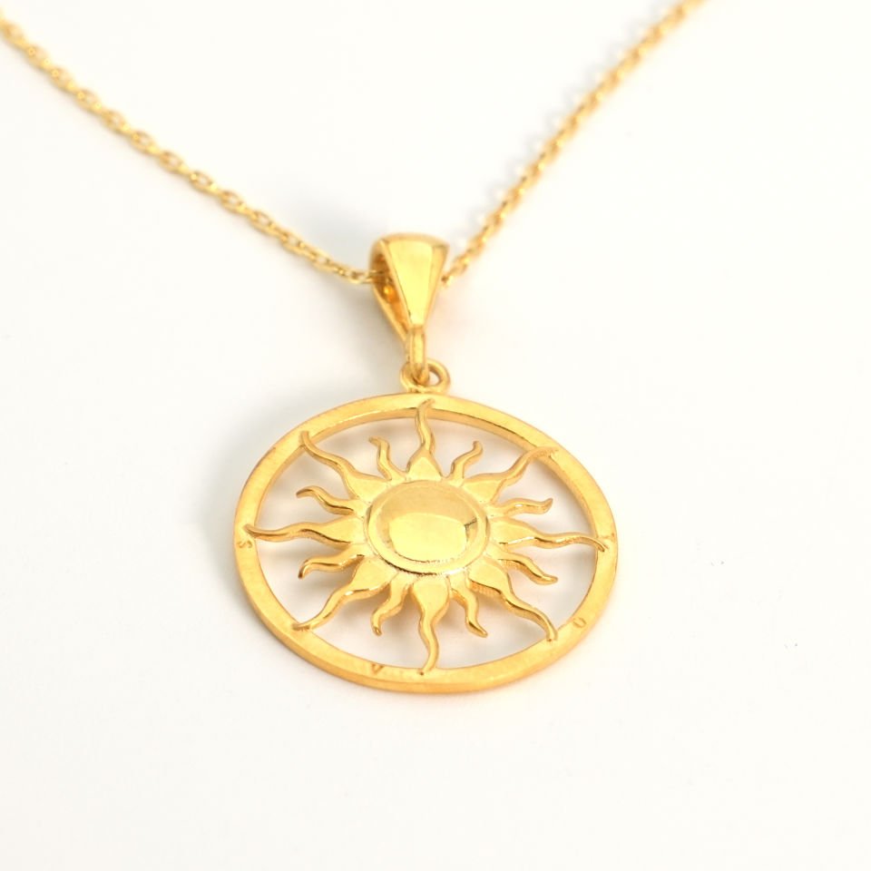 Güneş Altın Kaplama Gümüş Kolye