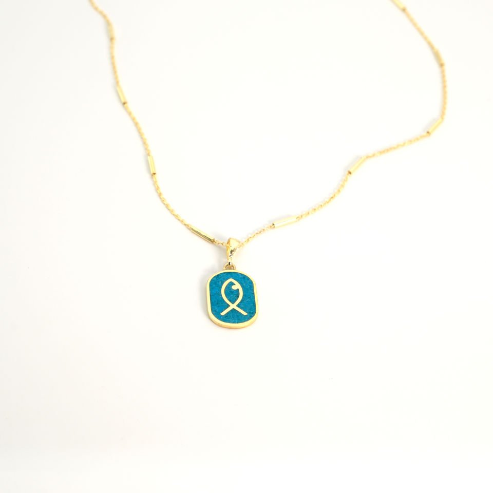 Turkuaz Balık Figür Çubuk Kolye