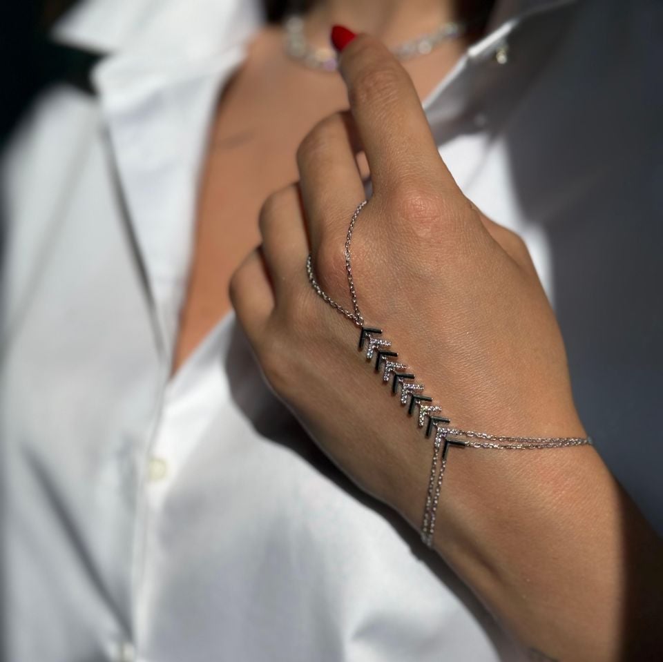 Balık Kılçığı Beyaz Gümüş Şahmeran