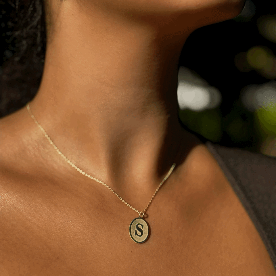 Harf Altın Kaplama Plaka Kolye