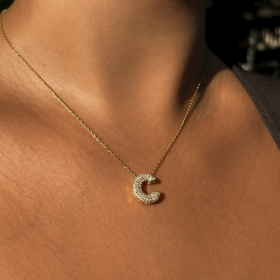 Zirkon Taşlı Altın Kaplama Harf Kolye