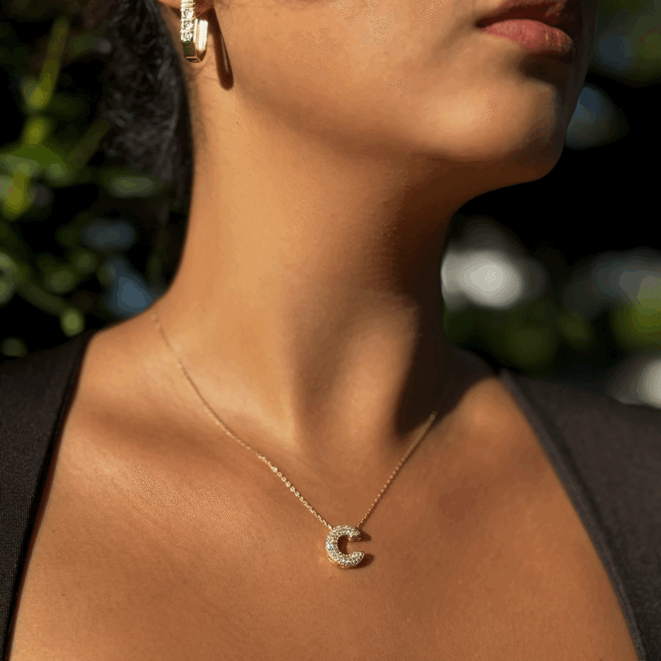 Zirkon Taşlı Altın Kaplama Harf Kolye