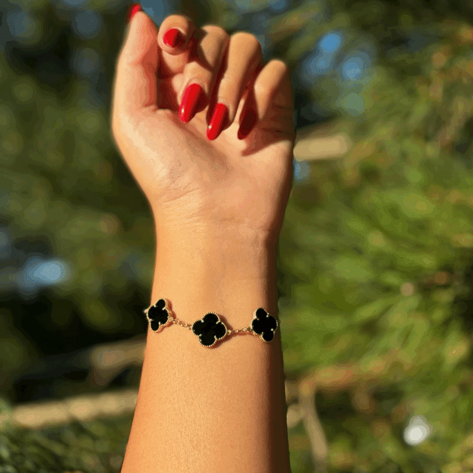 Yonca Siyah Üçlü Bileklik