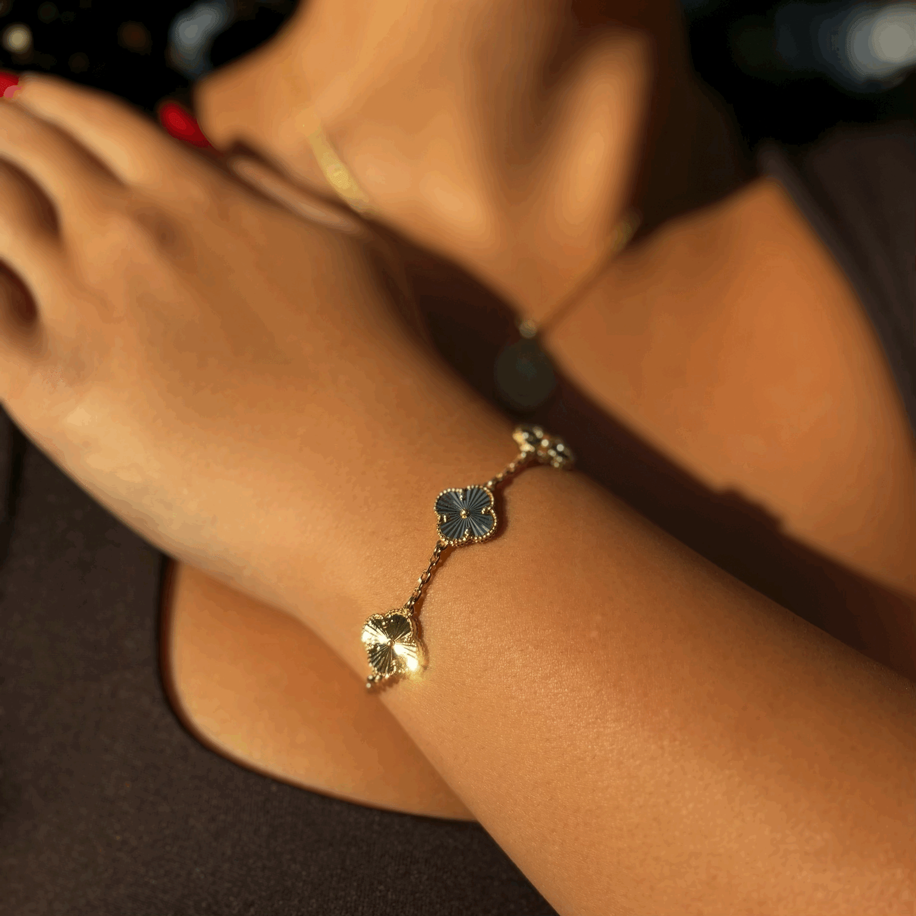 Yonca Üçlü Altın Kaplama Bileklik