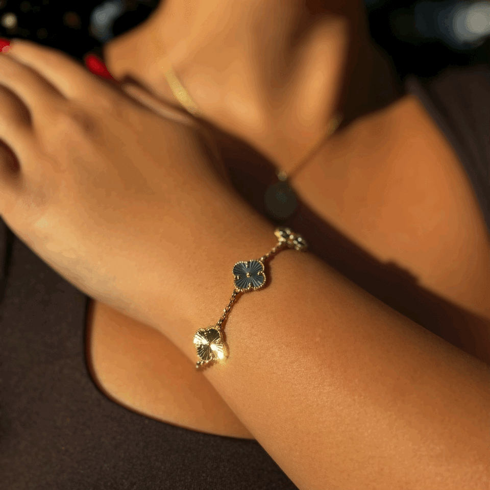 Yonca Üçlü Altın Kaplama Bileklik