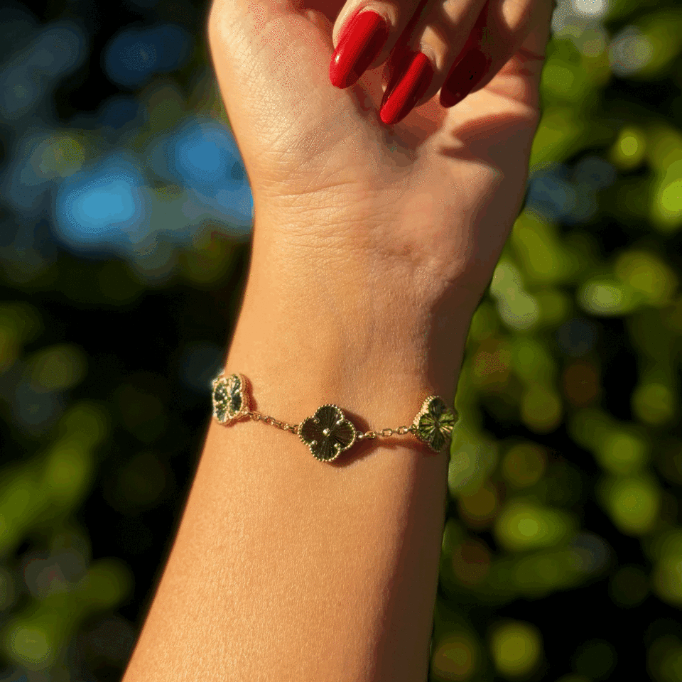 Yonca Üçlü Altın Kaplama Bileklik