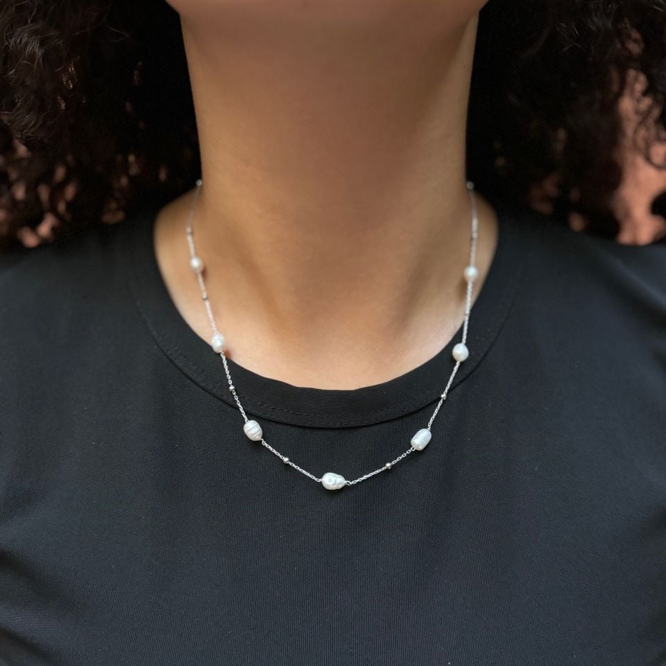 İnci Oval Zincir Kolye