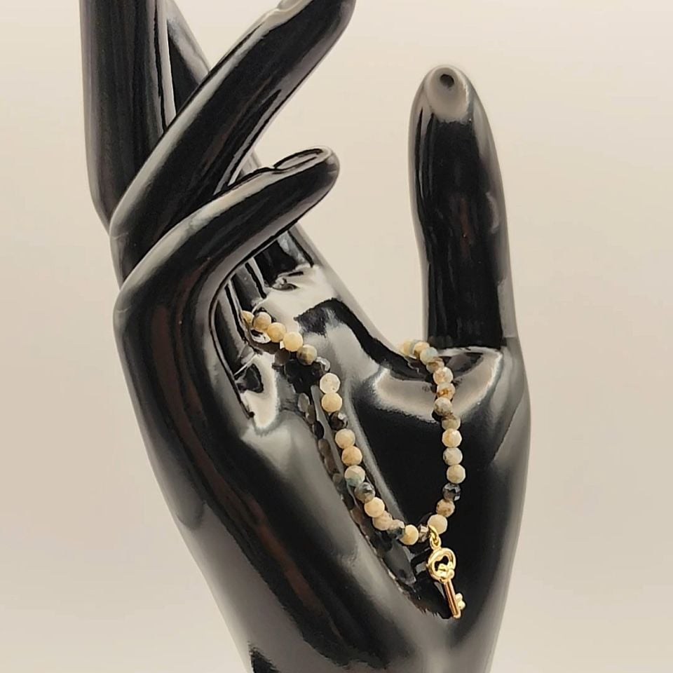 Doğal Taş Altın Bileklik 14 Ayar