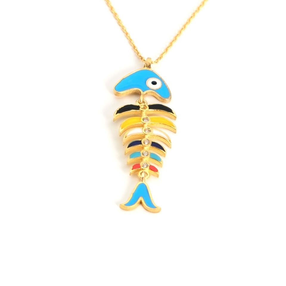 Mineli Balık Kılçık Kolye