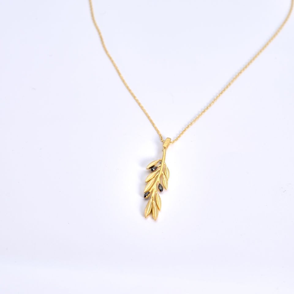 Zeytin Dalı Altın Kaplama Gümüş Kolye