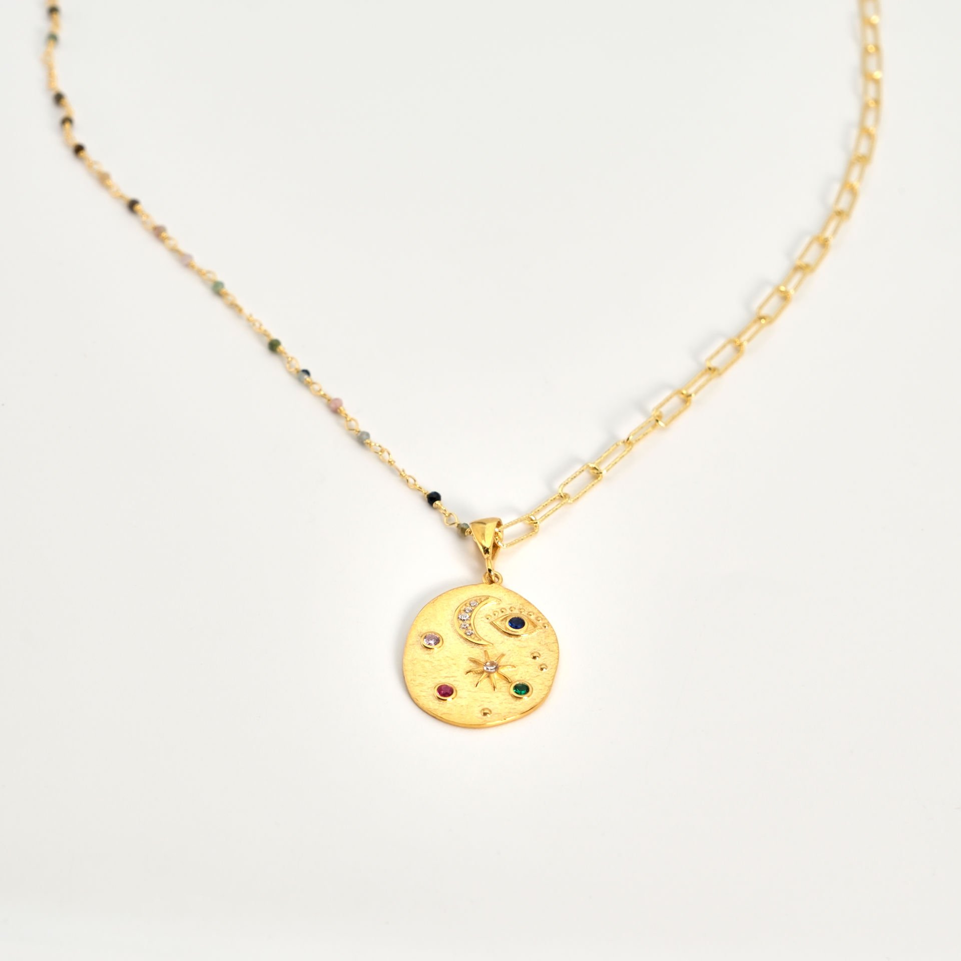 Antik Mini Figürlü Turmalin Kolye