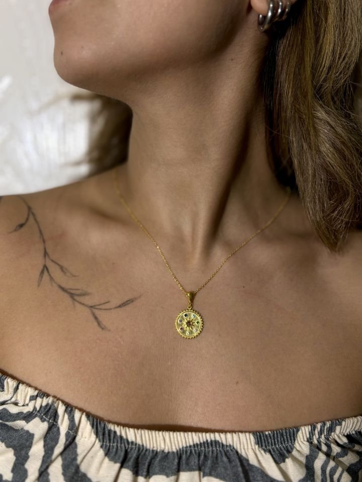 Antik Mini Figürlü Turmalin Kolye