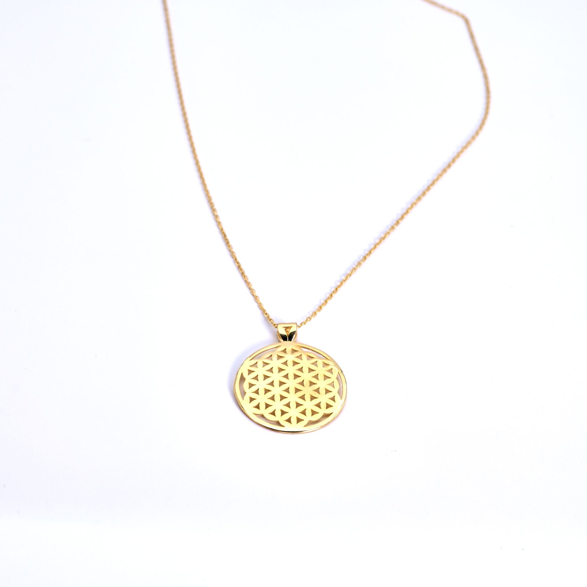 Yaşam Çiçeği Altın Kaplama Gümüş Kolye