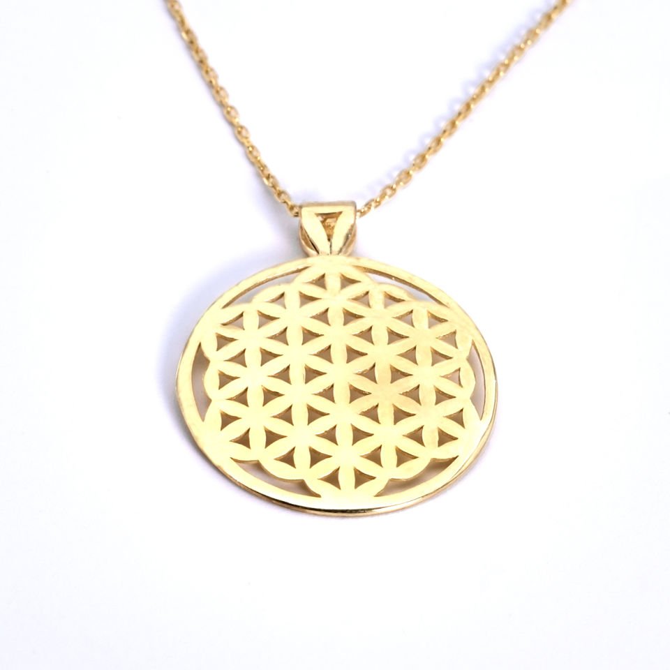 Yaşam Çiçeği Altın Kaplama Gümüş Kolye