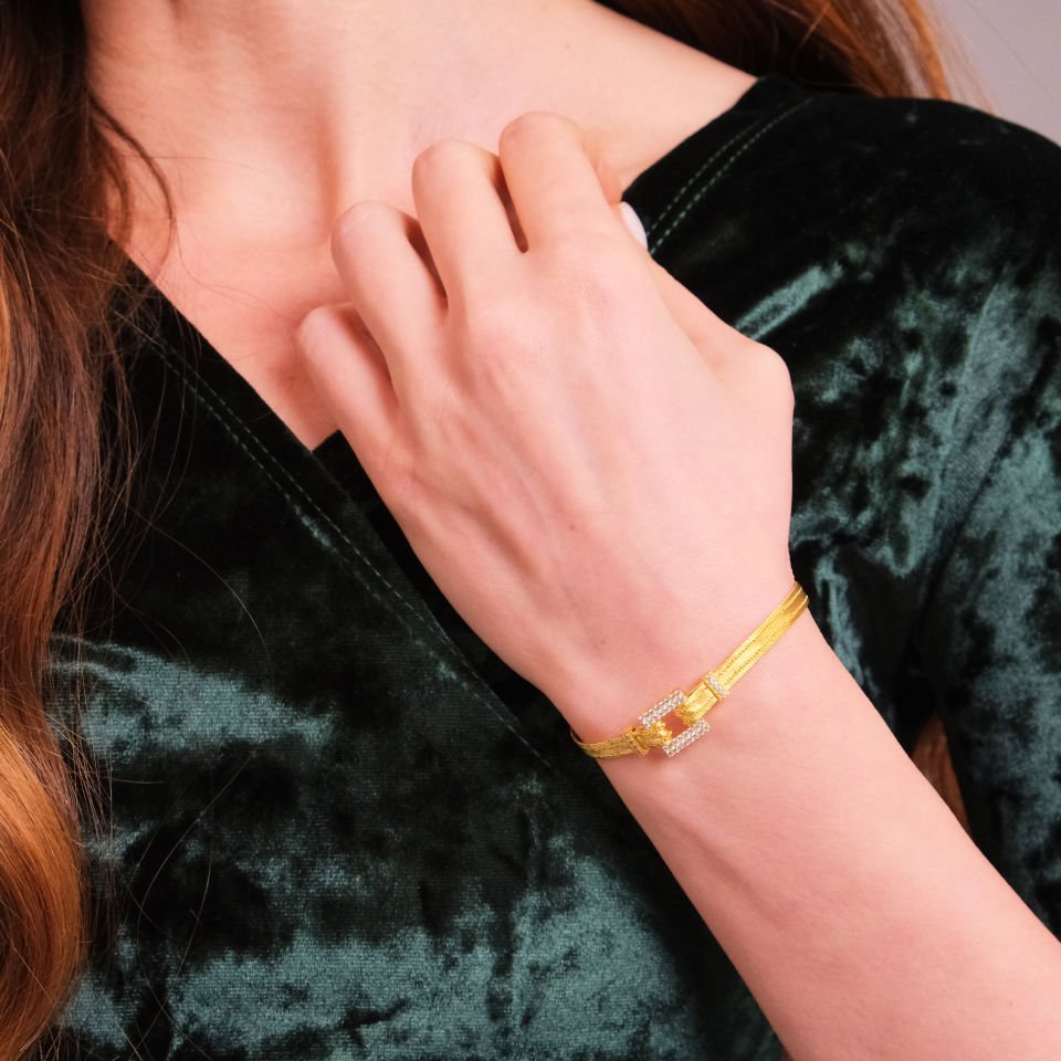 Square Hasır Bileklik 14 Ayar