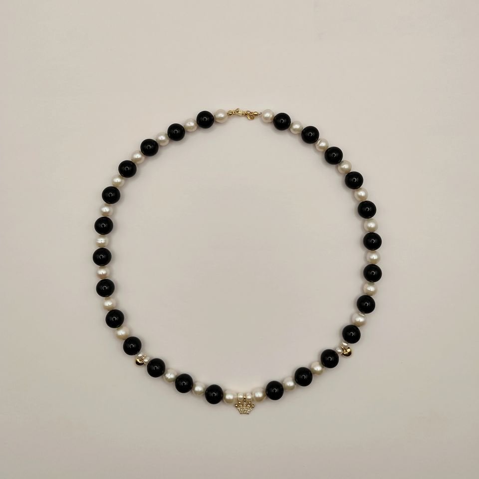 Kral Tacı Doğal Taş Kolye 14 Ayar