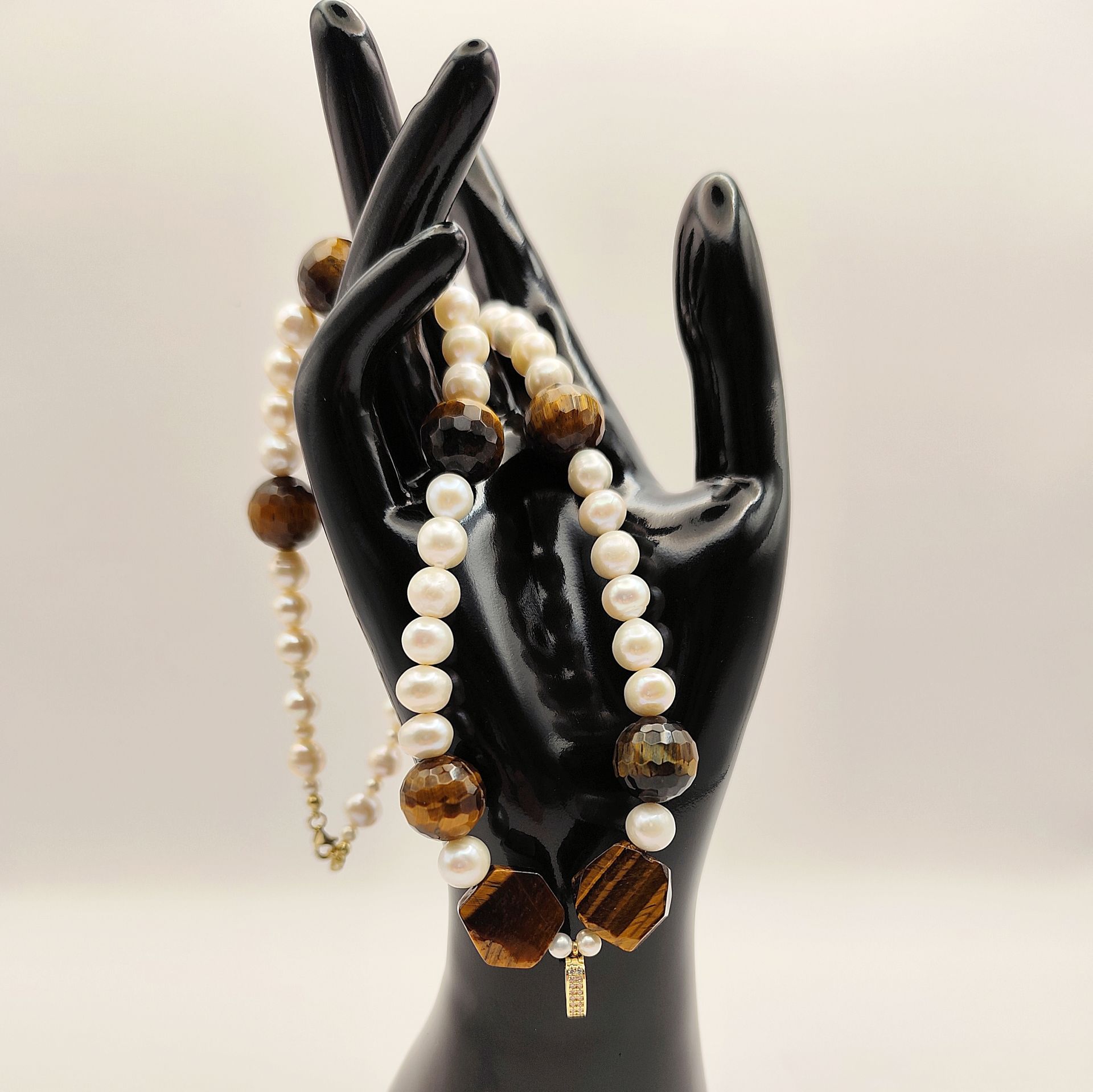 Kaplan Gözü İnci Kolye 14 Ayar