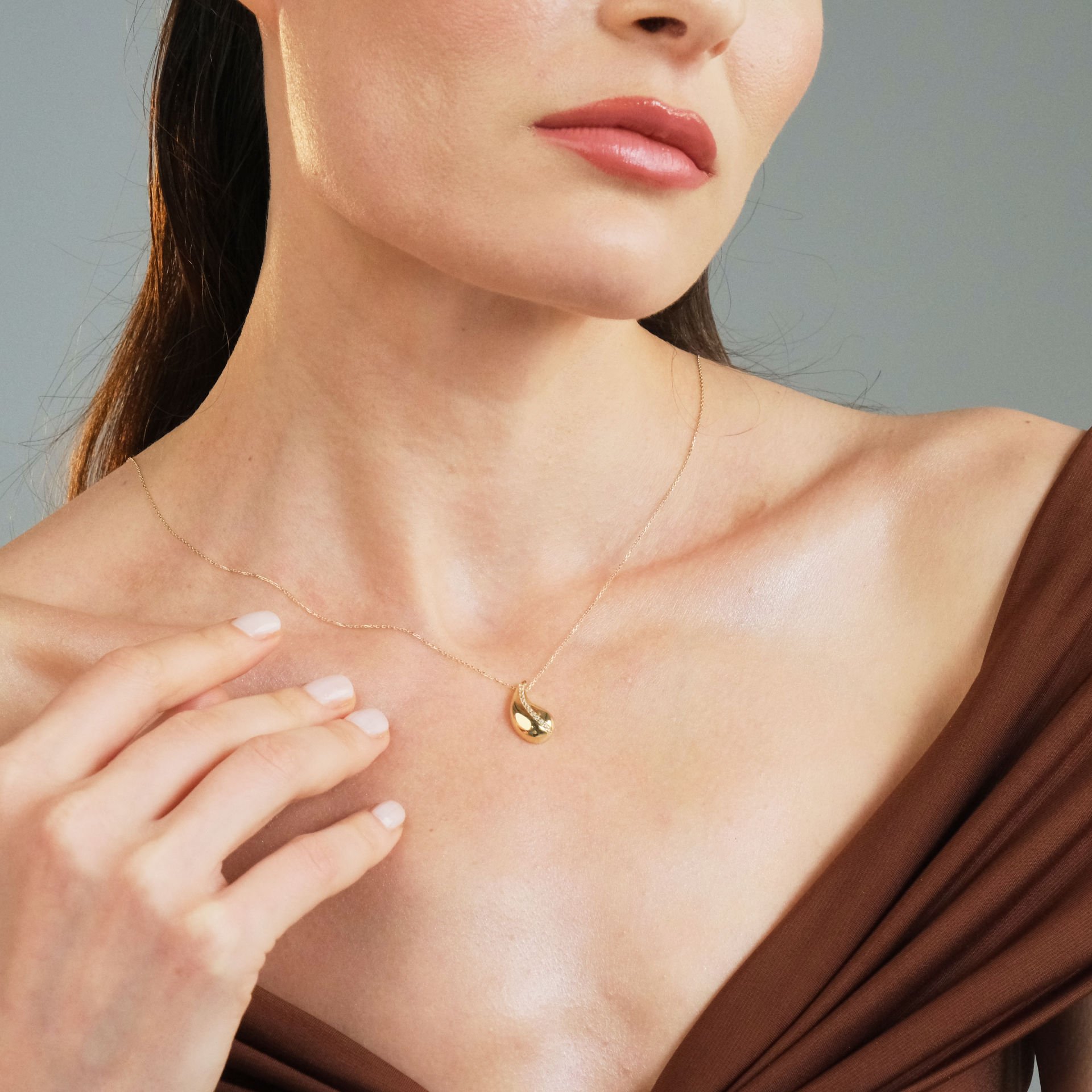 Su Damlası Kolye 14 Ayar