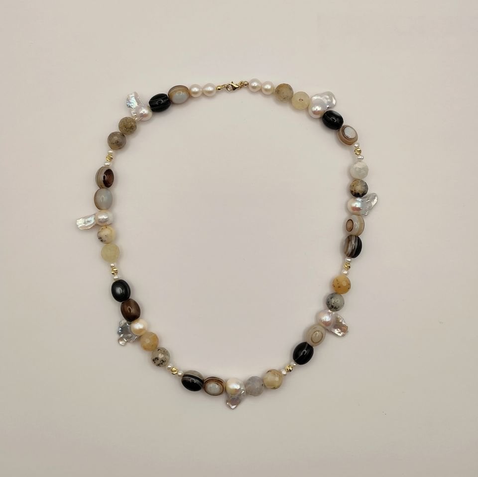 Dorika Doğal Taş Kolye 14 Ayar