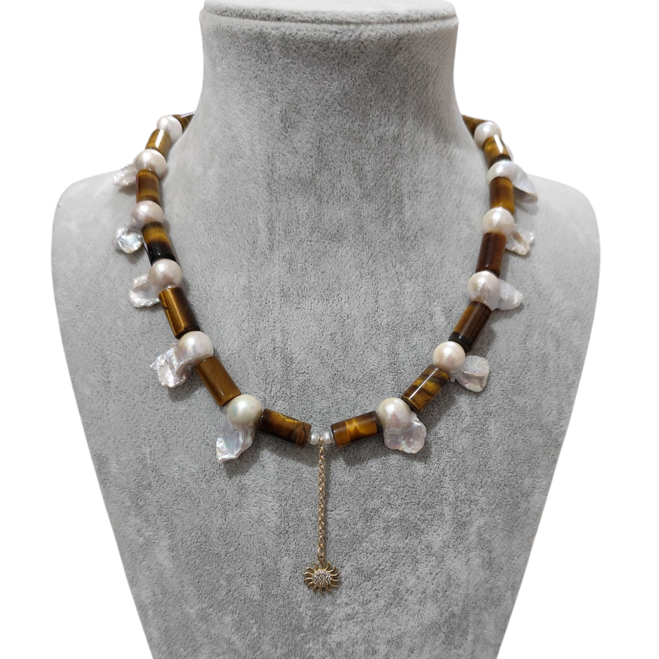 Güneş Doğal Taş Kolye 14 Ayar