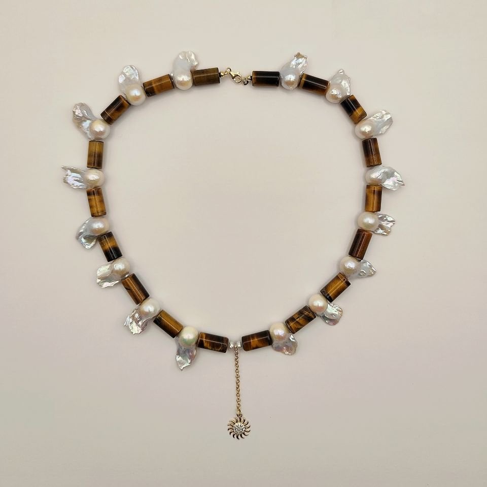 Güneş Doğal Taş Kolye 14 Ayar