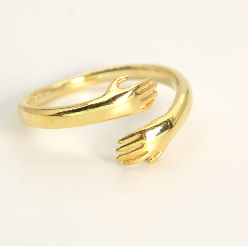 Hug Altın Kaplama Gümüş Yüzük