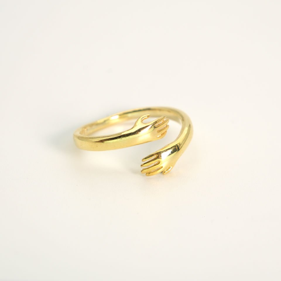 Hug Altın Kaplama Gümüş Yüzük