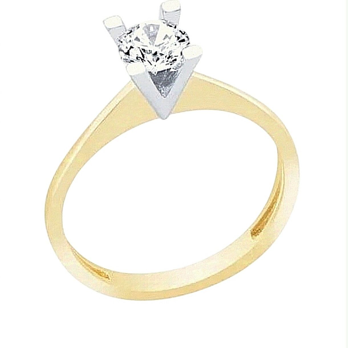 Çift Renk  Tektaş Yüzük 14 Ayar