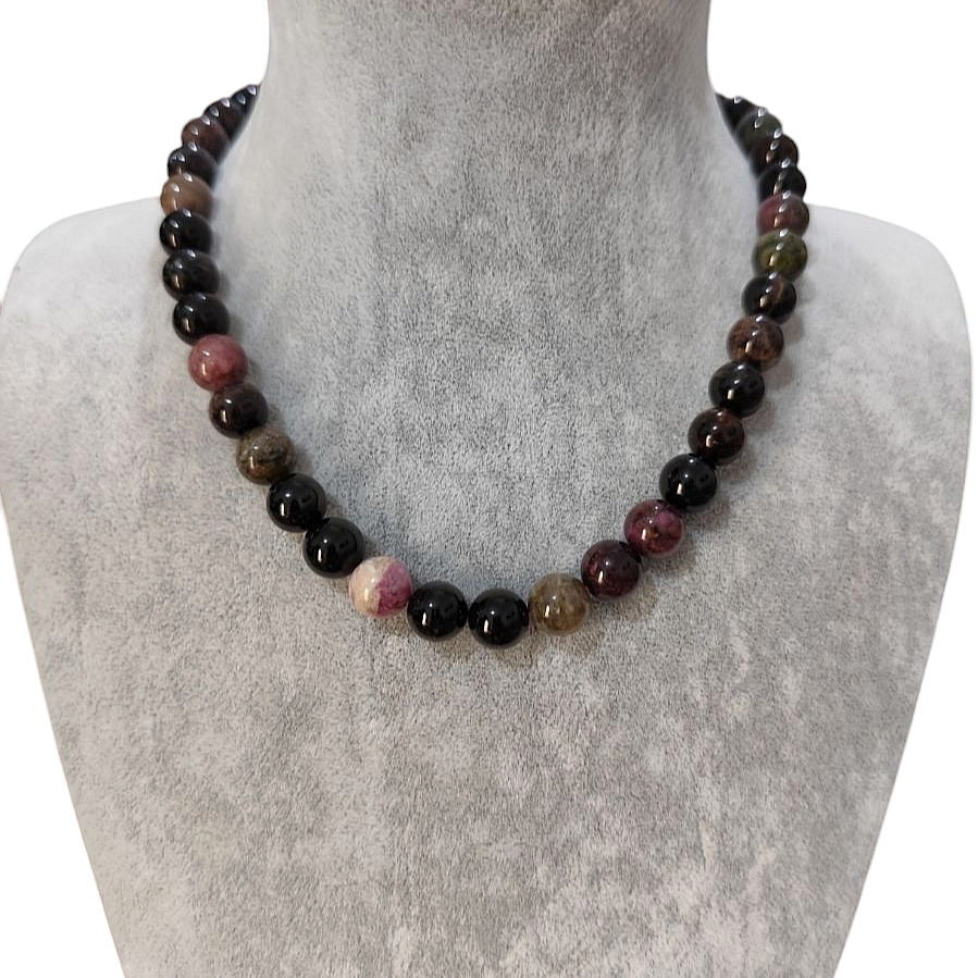 Tourmaline Natural Stone Silver Necklace