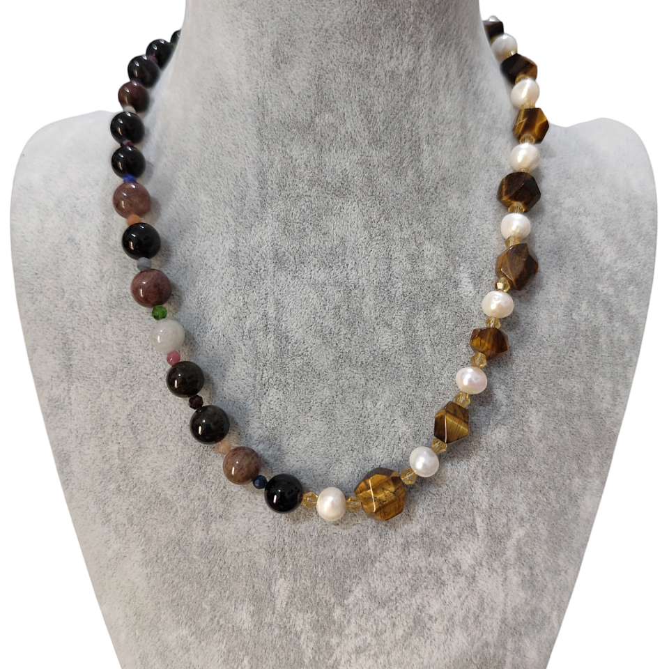 Tasarım Doğal Taşlar Gümüş Kolye