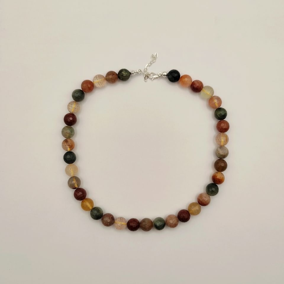 Rutil Doğal Taş Gümüş Kolye