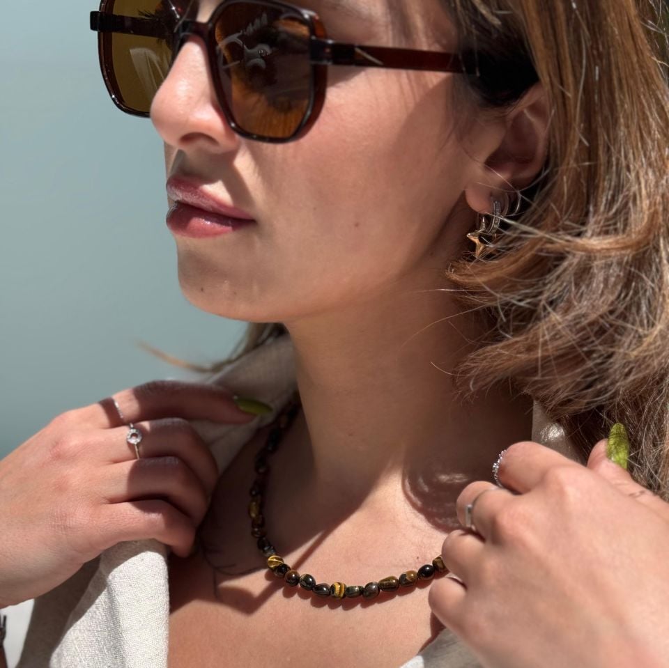 Oval Tiger Eye Silver Necklace