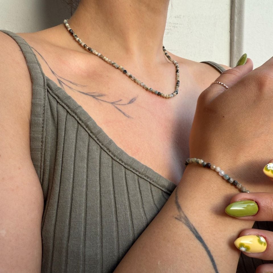 Aquamarine Natural Stone Silver Necklace