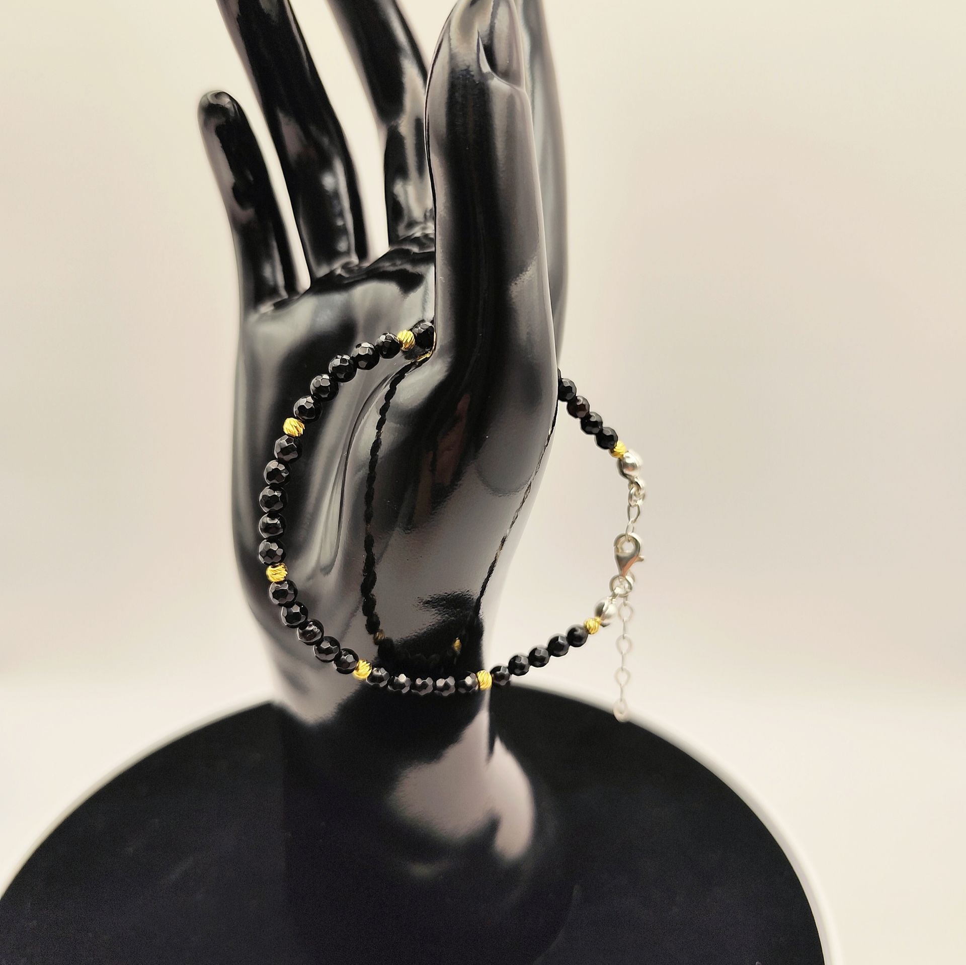 Oniks Sarı Gümüş Bileklik