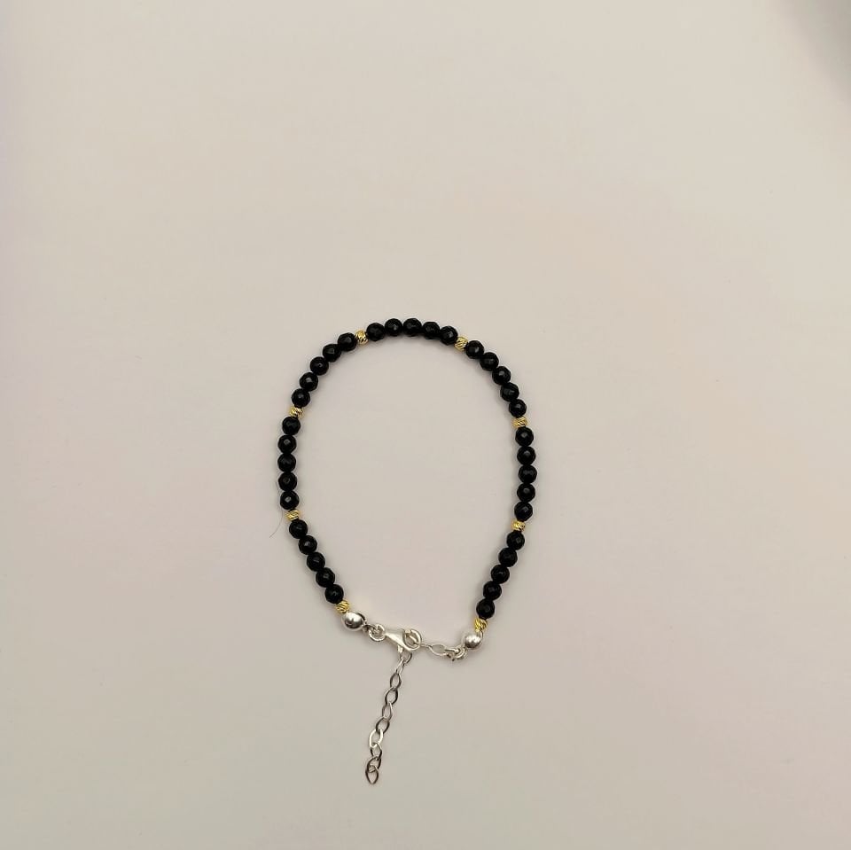 Oniks Sarı Gümüş Bileklik