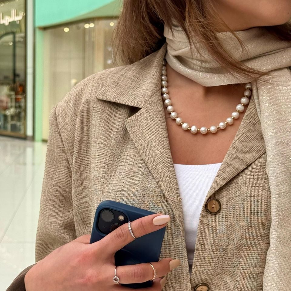 Doğal İnci 14 Ayar Altın Kolye