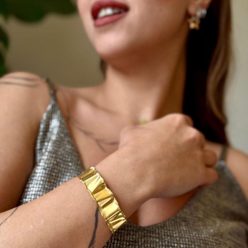 Sarı Altın Kaplama Gümüş Bileklik